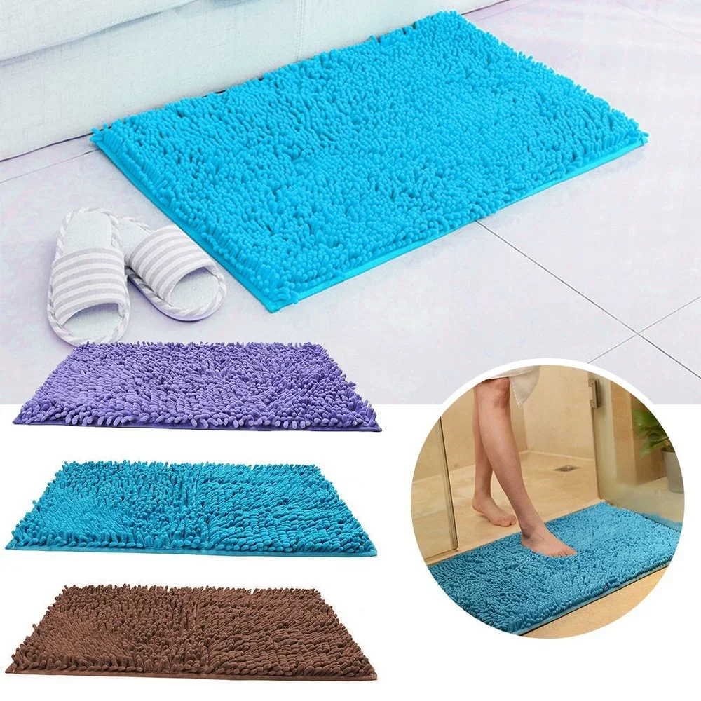 2PCS Microfiber Non Slip Bathroom Shower Rugs Carpet, Blue+Purple